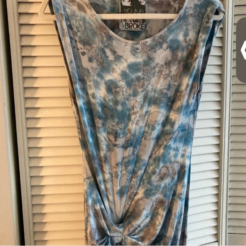 YOUNG Fabulous & Broke Bryton Maxi Dress Summer Slit Tie Dye front Sz XS